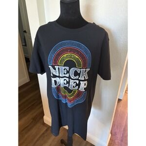 Neck Deep Band Graphic Logo T-Shirt Black Crew Neck Short Sleeve Size L